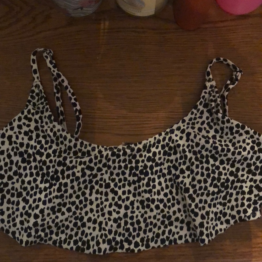 Polka dot flounce bikini top